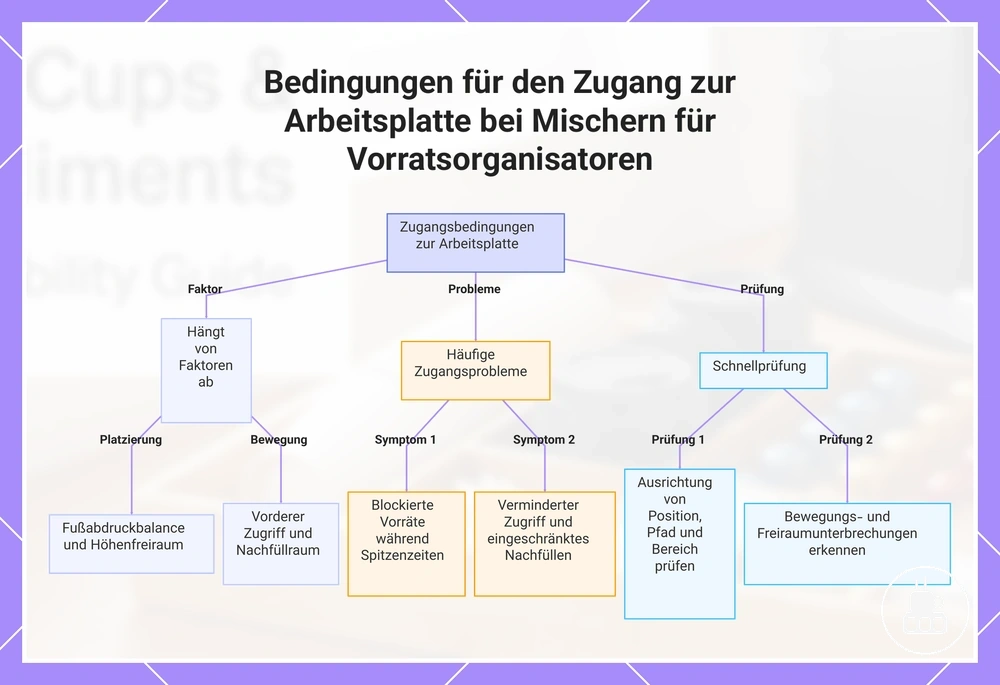 Bedingungen für den Zugang zur Arbeitsplatte bei Mischern für Vorratsorganisatoren