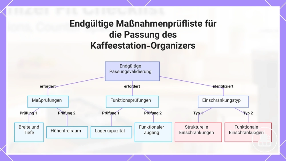 Endgültige Maßnahmenprüfliste für die Passung des Kaffeestation-Organizers