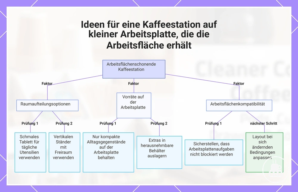 Ideen für eine Kaffeestation auf kleiner Arbeitsplatte, die die Arbeitsfläche erhält