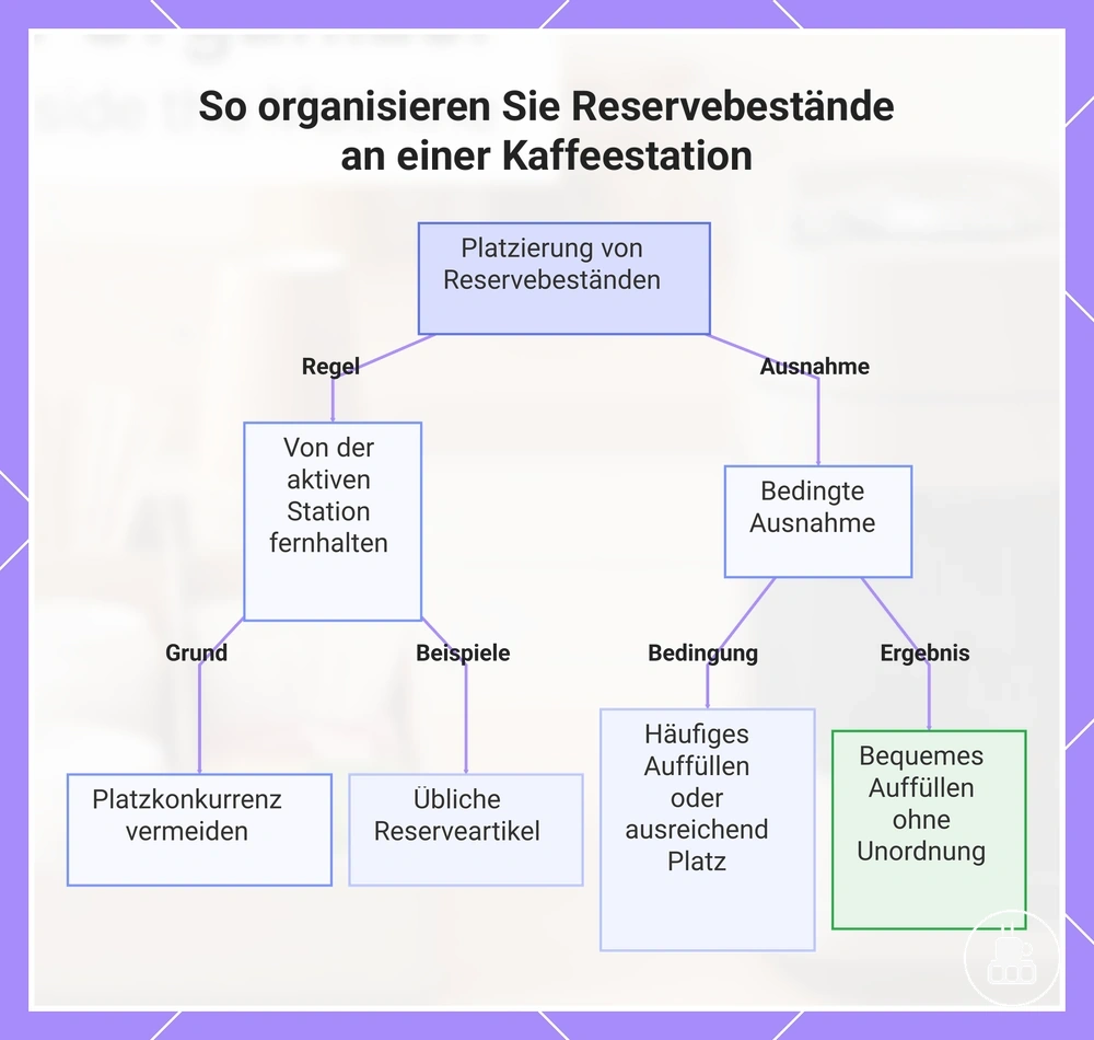 So organisieren Sie Reservebestände an einer Kaffeestation