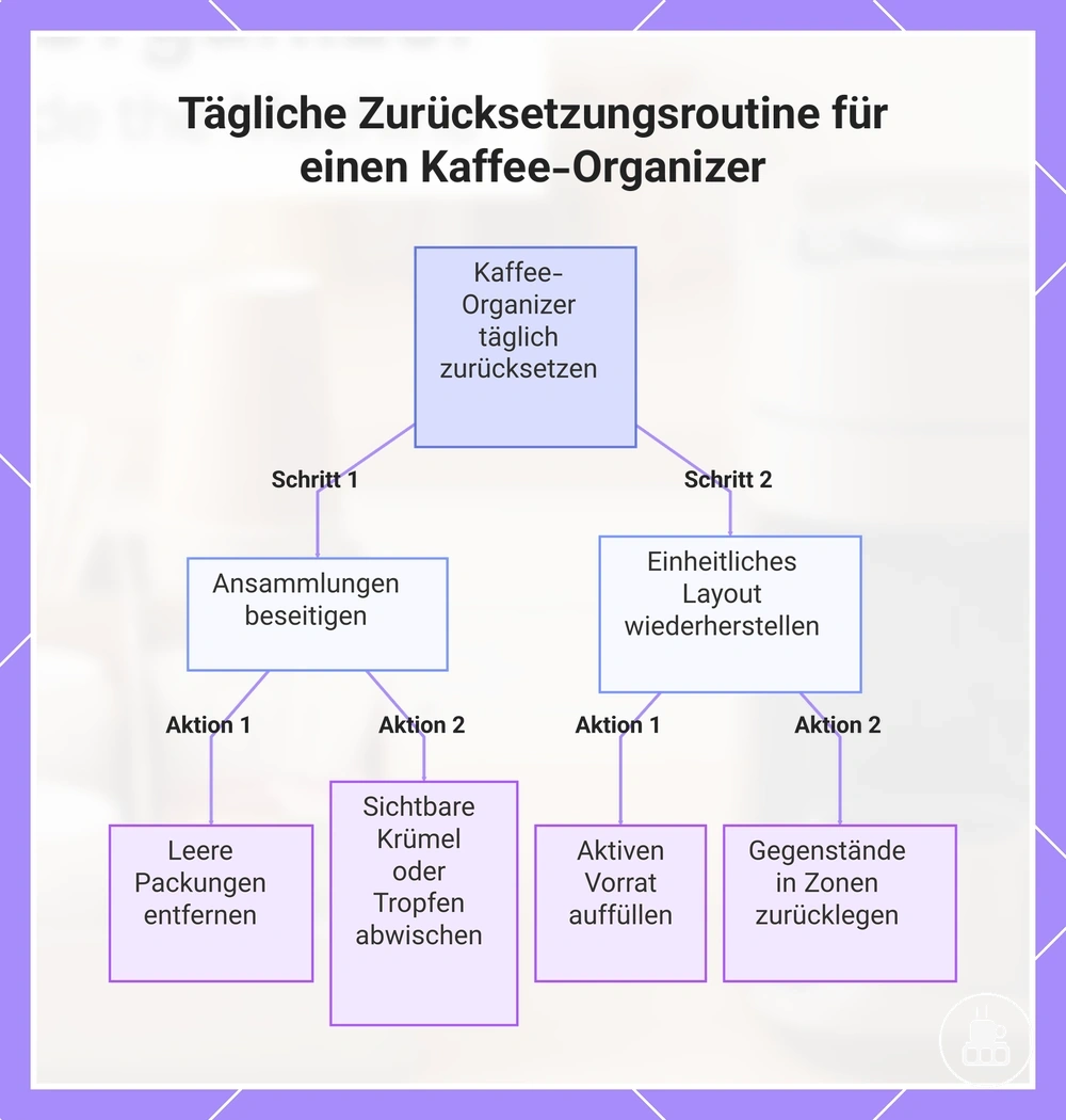 Tägliche Zurücksetzungsroutine für einen Kaffee-Organizer