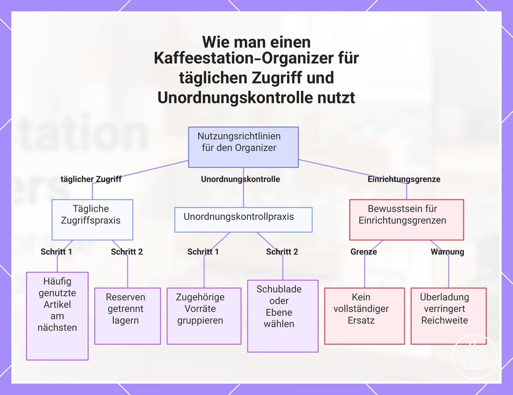 Wie man einen Kaffeestation-Organizer für täglichen Zugriff und Unordnungskontrolle nutzt
