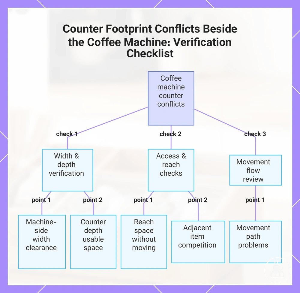 Counter Footprint Conflicts Beside the Coffee Machine: Verification Checklist