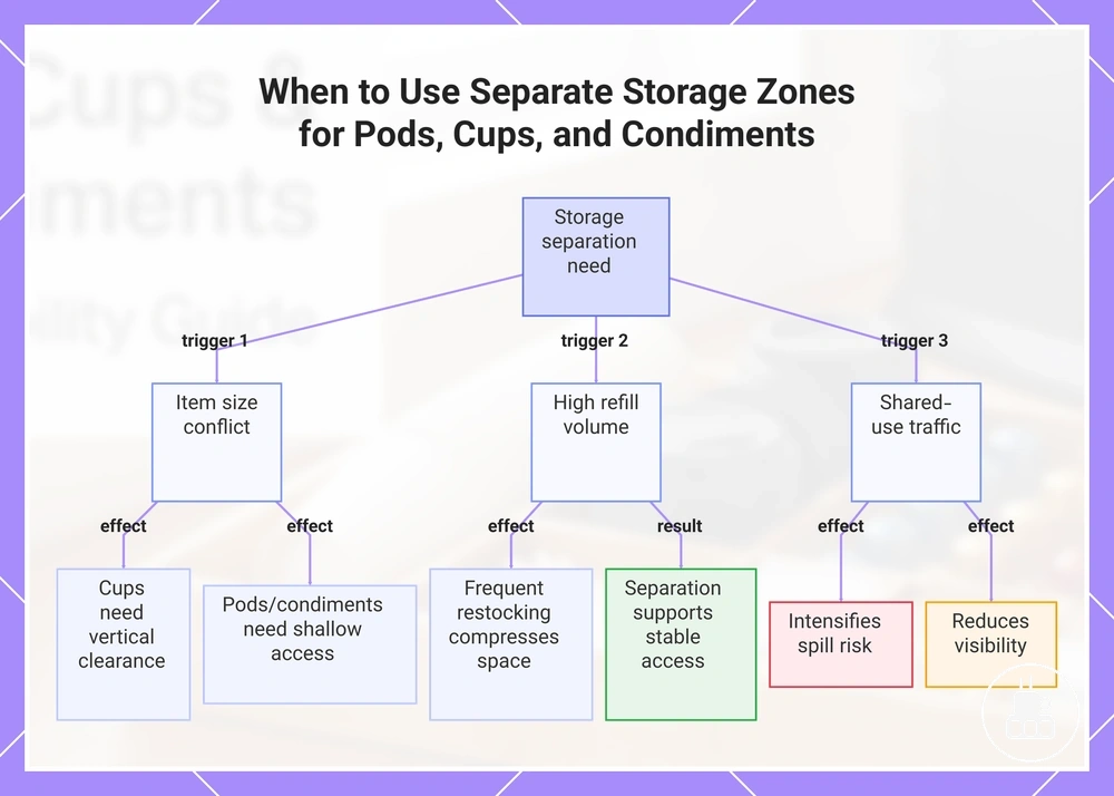 When to Use Separate Storage Zones for Pods, Cups, and Condiments