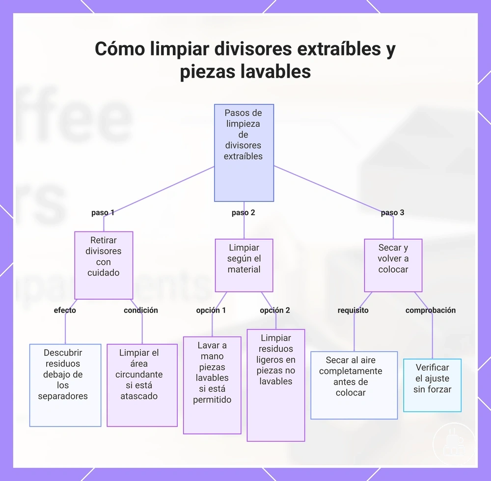 Cómo limpiar divisores extraíbles y piezas lavables