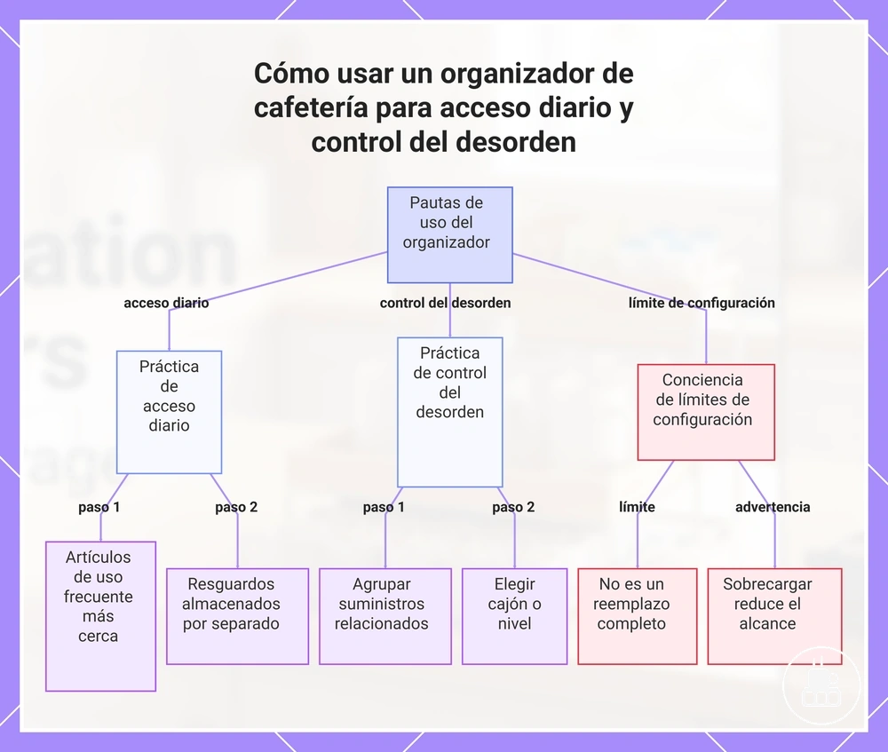 Cómo usar un organizador de cafetería para acceso diario y control del desorden