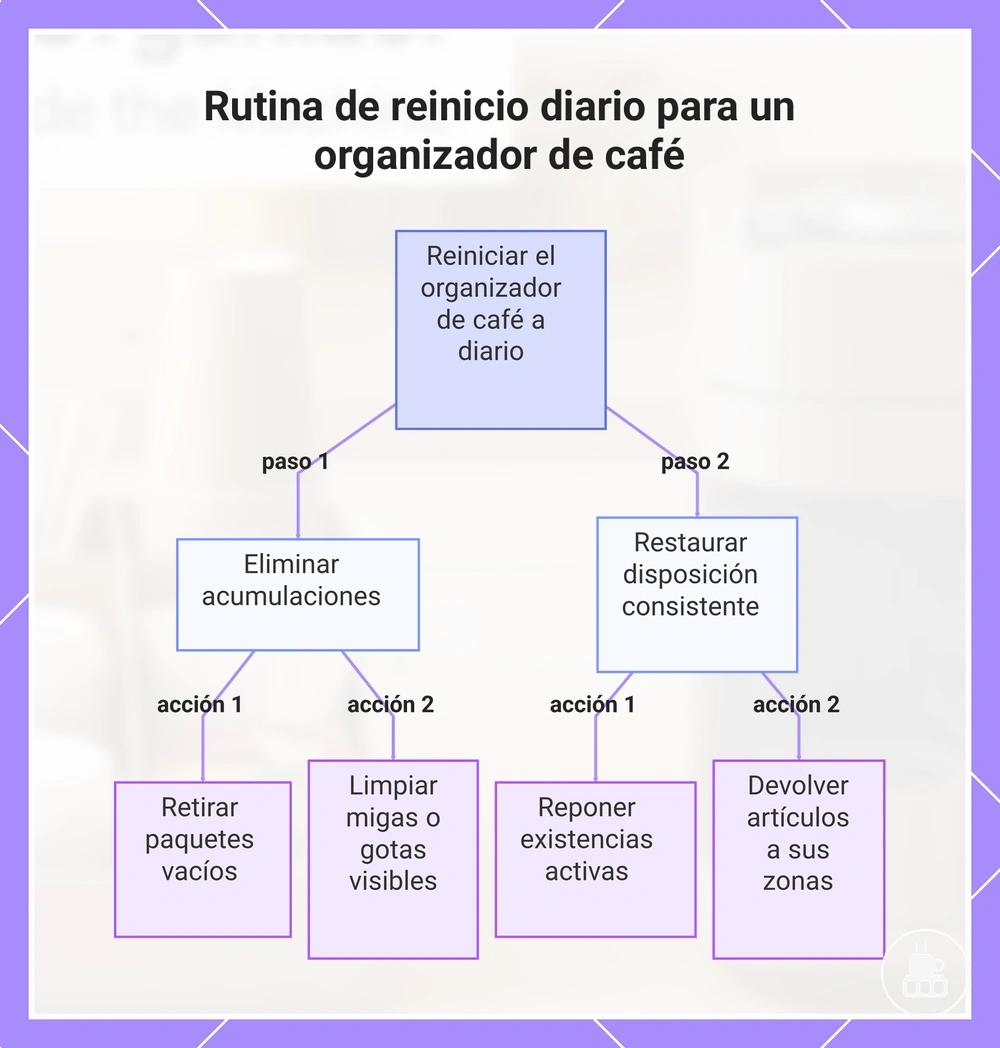 Rutina de reinicio diario para un organizador de café