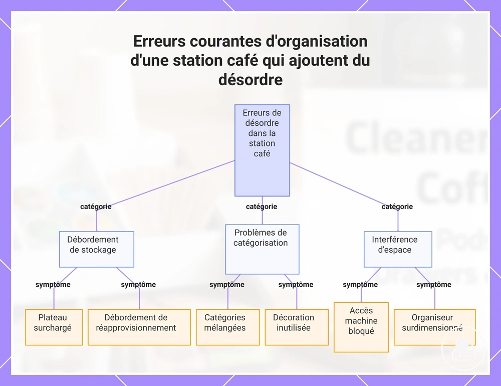Erreurs courantes d'organisation d'une station café qui ajoutent du désordre