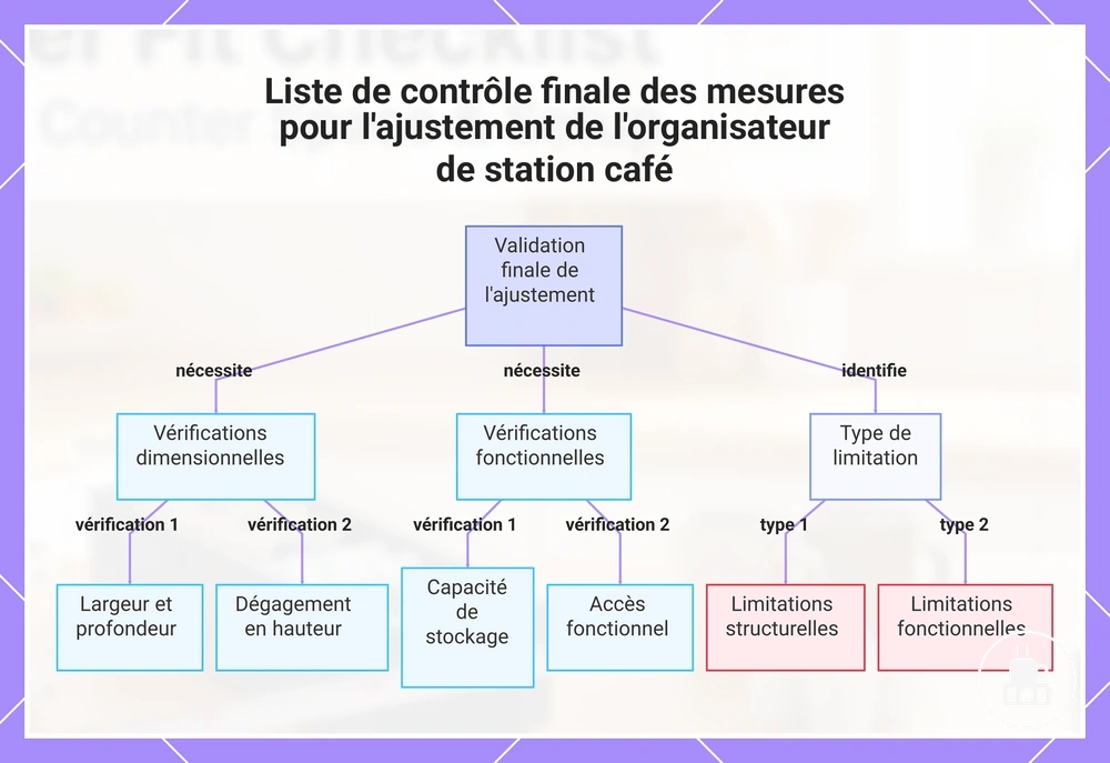 Liste de contrôle finale des mesures pour l'ajustement de l'organisateur de station café
