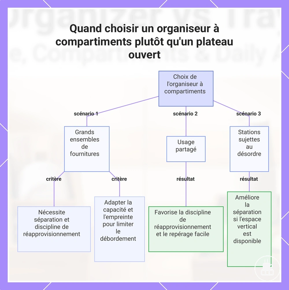 Quand choisir un organiseur à compartiments plutôt qu'un plateau ouvert
