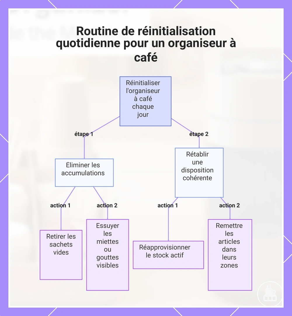 Routine de réinitialisation quotidienne pour un organiseur à café