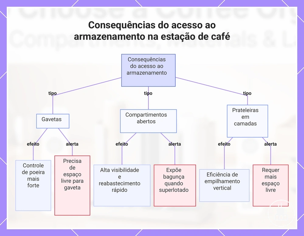 Consequências do acesso ao armazenamento na estação de café