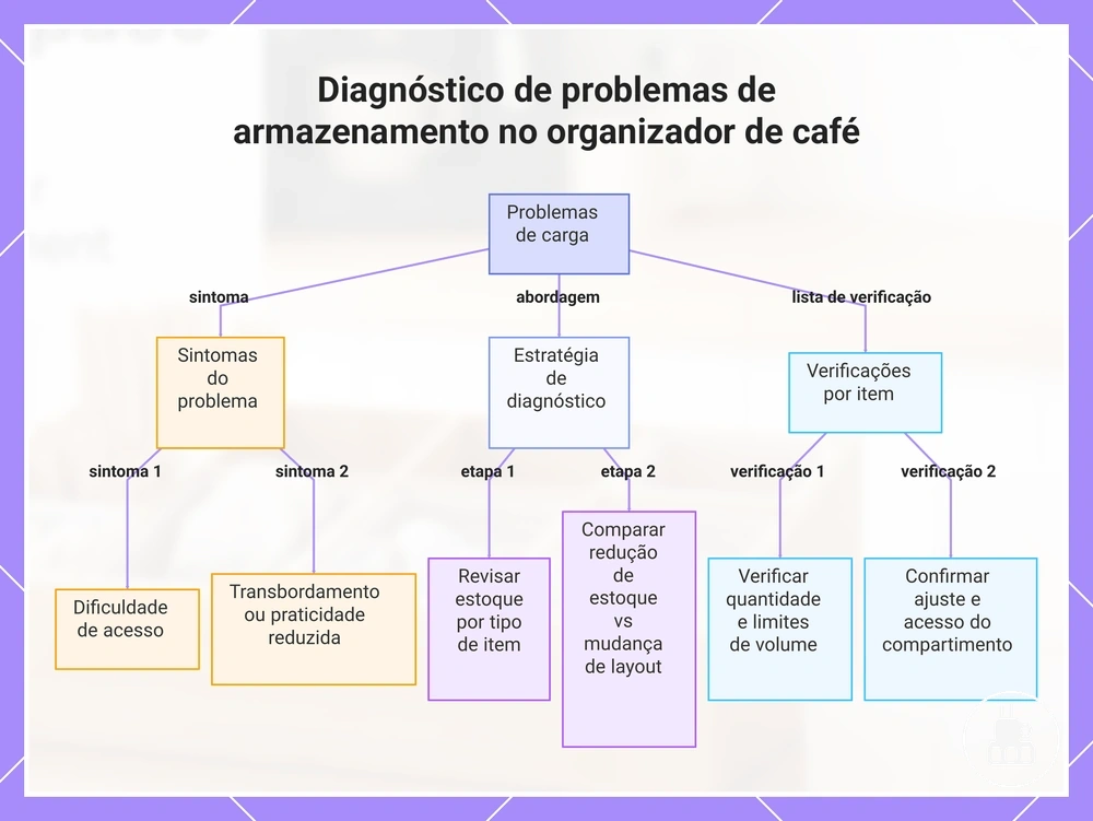 Diagnóstico de problemas de armazenamento no organizador de café