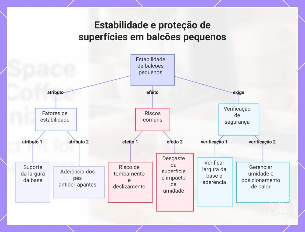 Estabilidade e proteção de superfícies em balcões pequenos